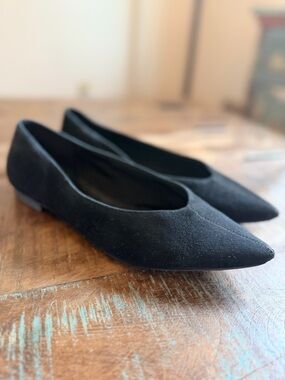 Marc Fisher Black Pointed Toe Suede Flats